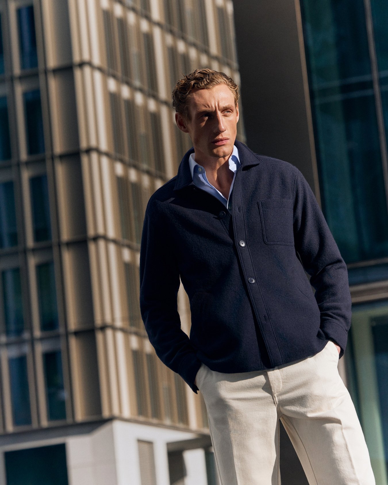 Eton Slim Fit overhemd blauw met fijne structuur