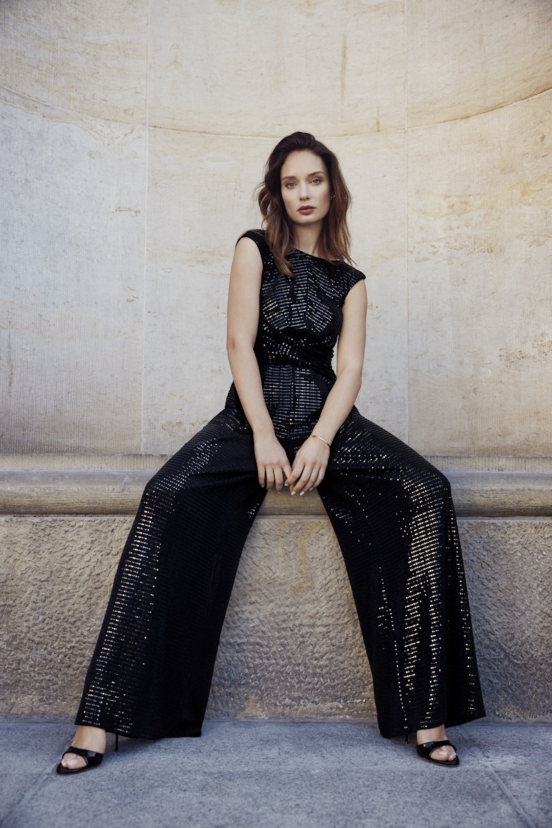 Dames glitterjumpsuit voor kerst - Blijdesteijn feestkleding