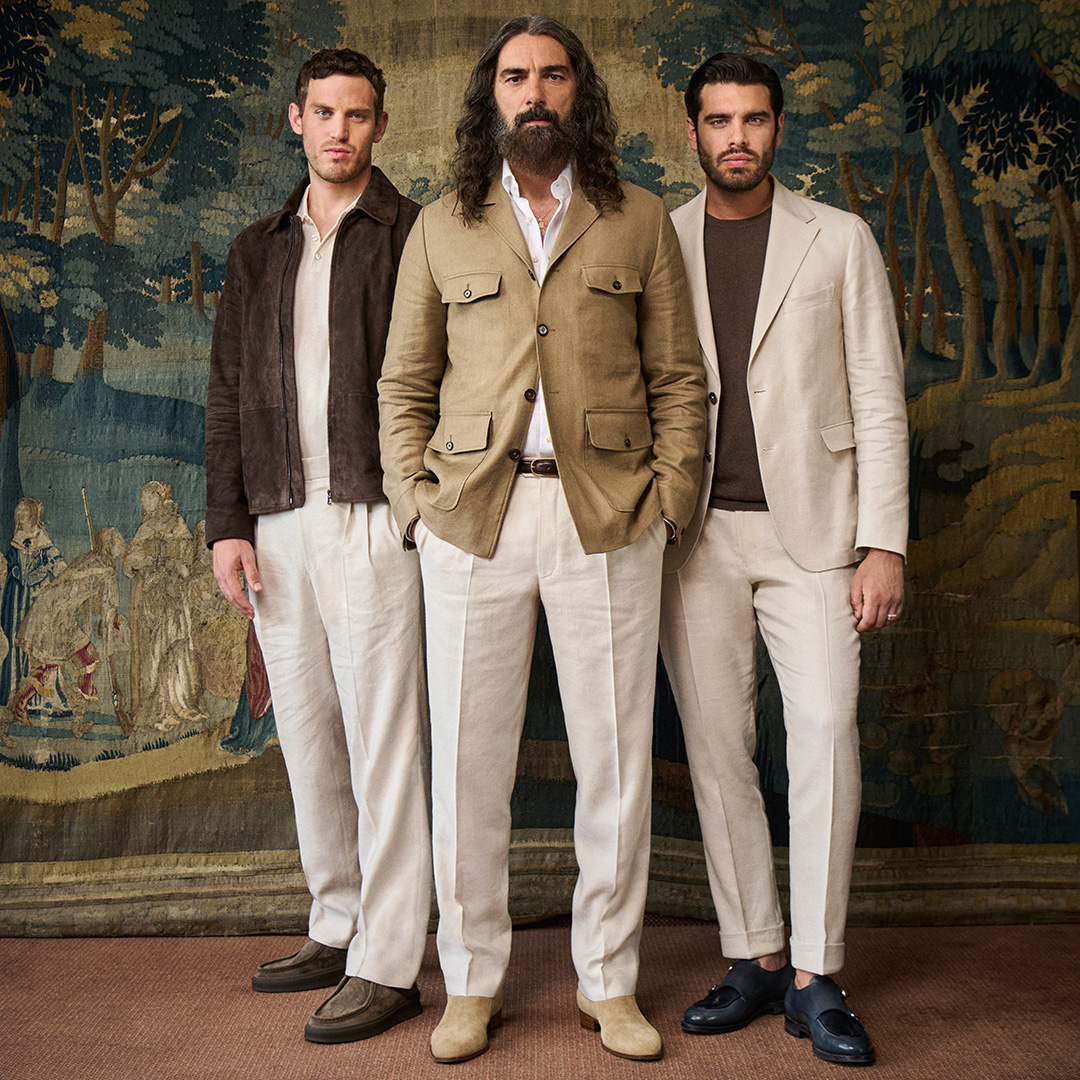 Heren summer chic outfit met linnen blazer en chino