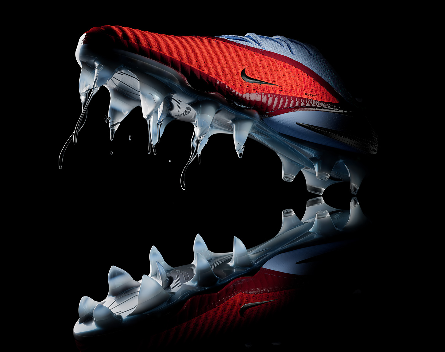 Nike voetbalschoen rood blauw uit Phantom colelctie