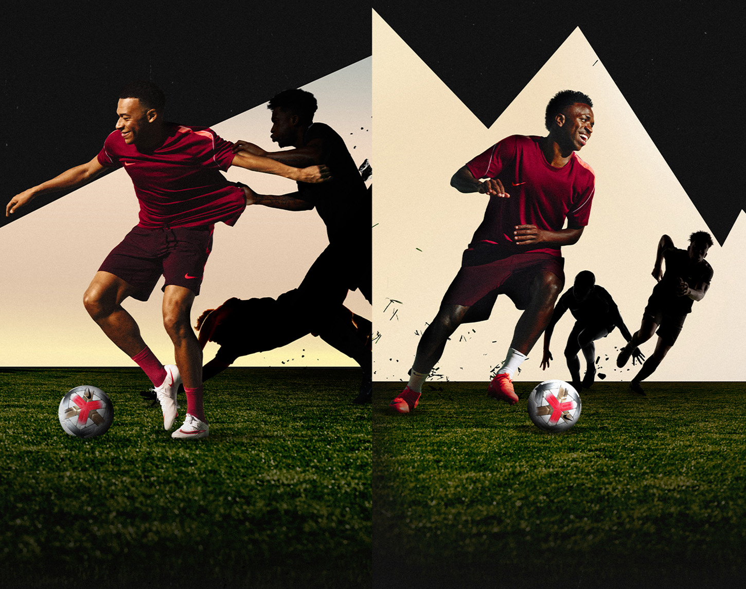twee voetballers met nike voetbalschoenen aan