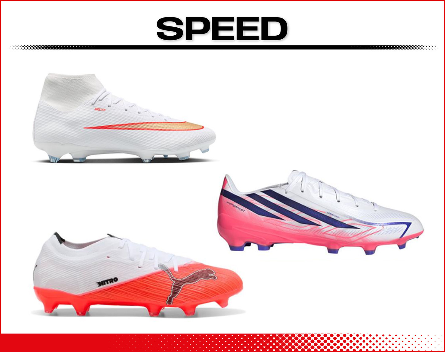 3 verschillende voetbalschoenen