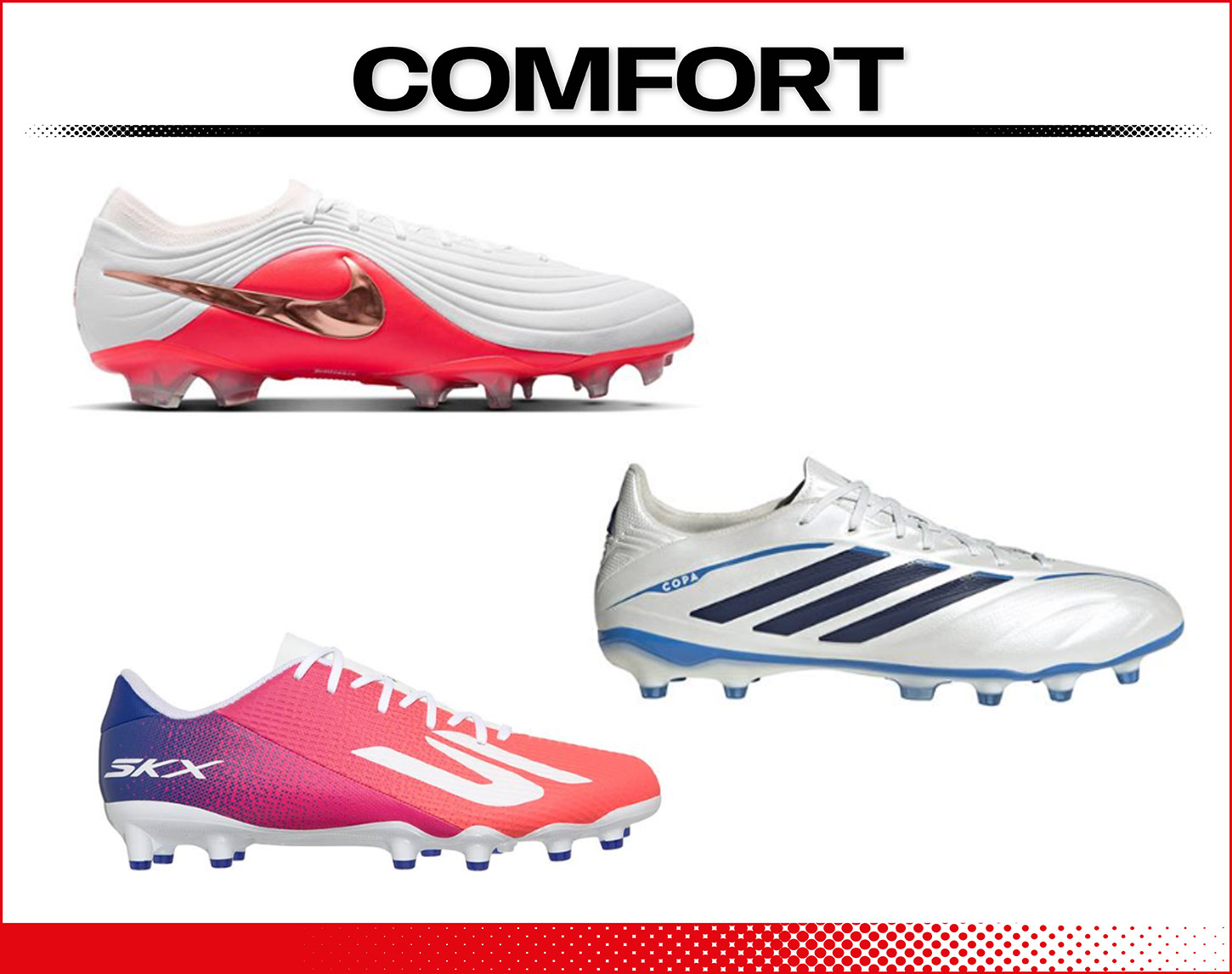 3 verschillende voetbalschoenen