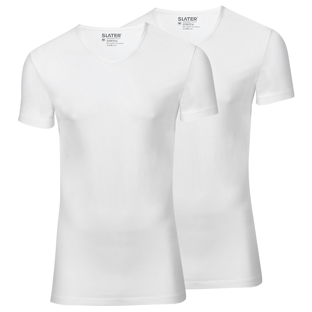 Slater V-hals t-shirts wit 2-pack