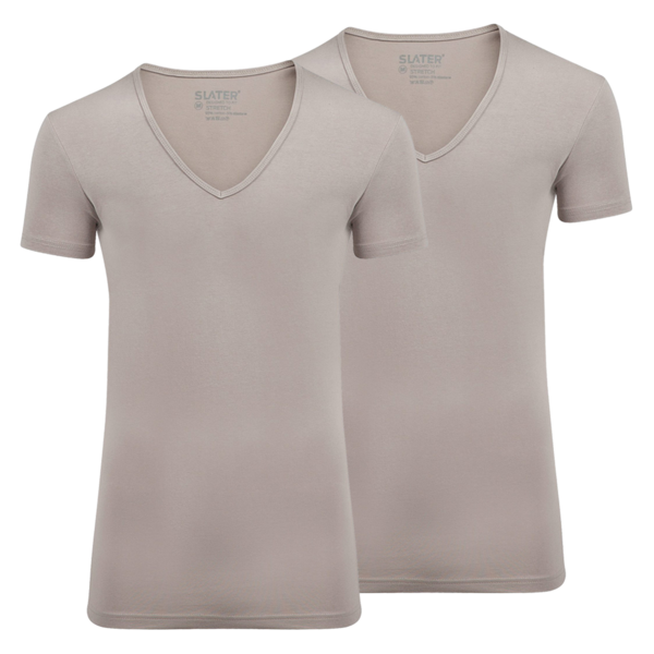 Slater extra diepe v-hals t-shirts huidskleur