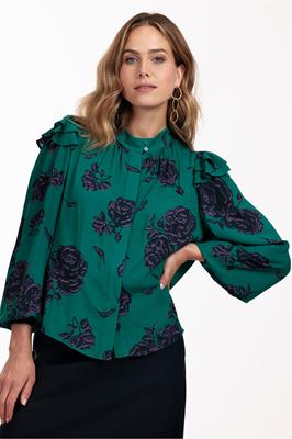 Studio Anneloes Suzy Flowers blouse 09275 Dark Green Deep Purple