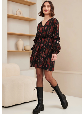 Lofty Manner Jurk Lux OK23.1 Big ikat print