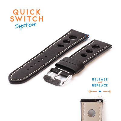 Horlogeband 22mm racing zwart