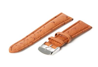 Horlogeband 22mm bruin struisvogel