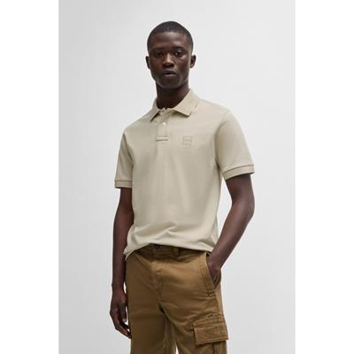 BOSS Polo Slim-fit met logopatch 50507803 Lichtbeige