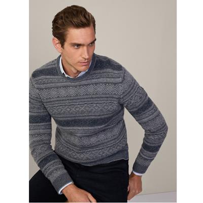 Hackett Merino Patroon Pullover hm703221.971 Grijs-Blauw