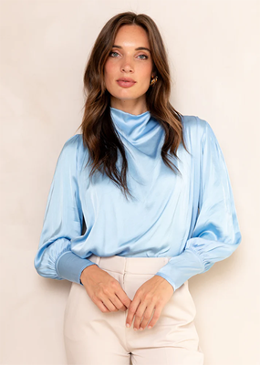 Freebird Top Teske Ls Wv-Vis-Satin-Str-25-1 Ijsblauw
