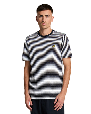 Lyle & Scott T-shirt met bretonse streep TS2232V blauw-wit