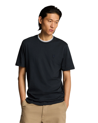 Lyle & Scott T-shirt met superfijne print ts2226ton Donker Blauw