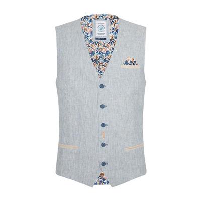 A Fish Named Fred Linnen-Mix Gilet 31.132 Lichtblauw