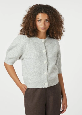 Neo Noir Trudy deco knit Cardigan | Light Grey