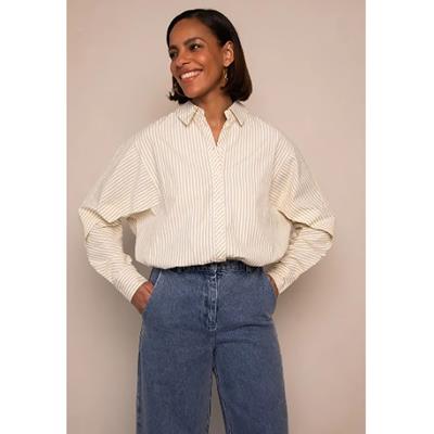 Freebird Top Blair Wv-Cot-Stripe-25-3 Wit/Camel