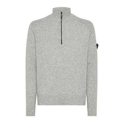 Peuterey Wol Blend Half Zip Sweater Braille03 Lichtgrijs