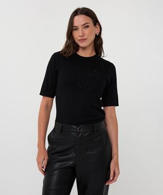 Esqualo Top rib s/slve studs | Black