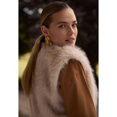 Studio Anneloes Ivana fur waistcoat 13259 1700 ecru