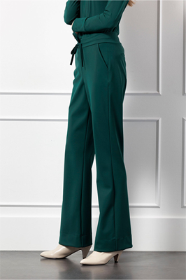 Studio Anneloes Flair bonded drawstring trousers 13168 7800 bottle green