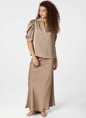 Neo Noir Blouse Roella Heavy Sateen Blouse dark taupe
