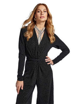 Freebird Jumpsuit Vasili LS F-Jer-Lurex Zwart