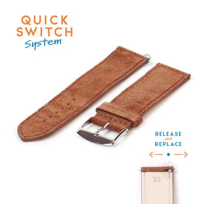 Horlogeband 22mm bruin suède leer