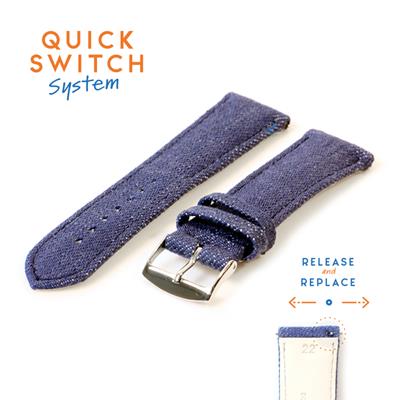 Horlogeband 22mm jeans blauw