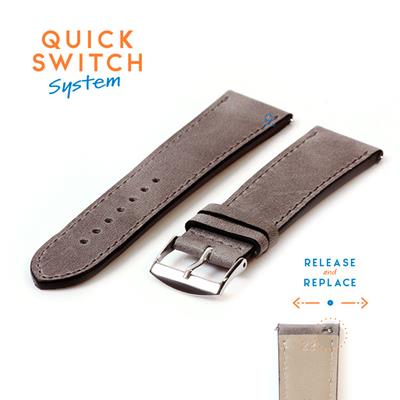Horlogeband 22mm kalfsleer matgrijs