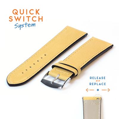 Horlogeband 22mm kalfsleer honing geel