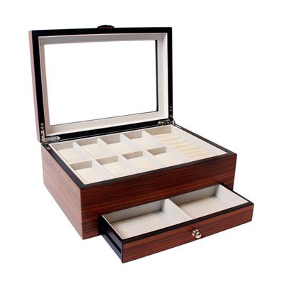 Houten horloge- en sieradenkist met lade