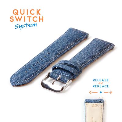 Horlogeband 22mm denim