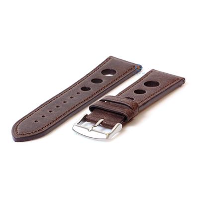 Horlogeband 22mm triple hole donkerbruin