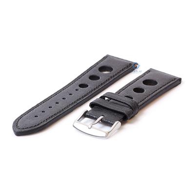 Horlogeband 22mm triple hole zwart