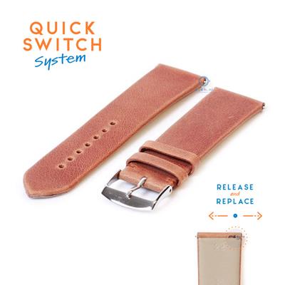 Horlogeband 22mm vintage bruin leer