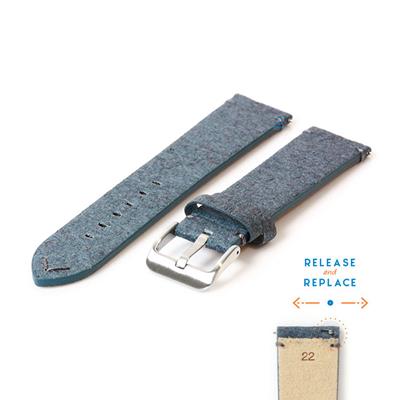 Vegan horlogeband 22mm blauw