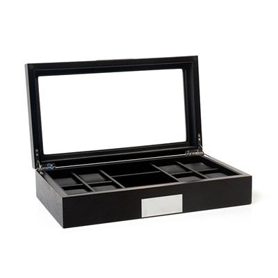Design horlogekist voor 8 horloges + accessoires - zwart mat