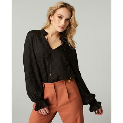 Freebird Sunday Wv-Jacquard Top-Blouse Zwart