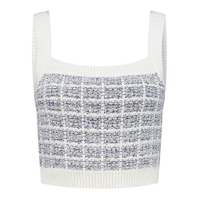 Nikkie Tony Tweed Fitted Crop Top N 7-306 2305 Deep Blue