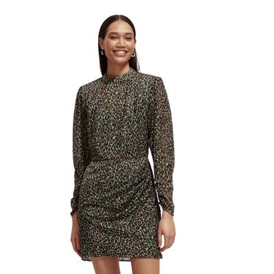 Scotch Soda Dames Mock Neck Jurkje Dierenprint 173382.6383 Groen