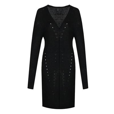 Gmaxx Daylee Gebreid Lang Vest 21WSG06 Zwart