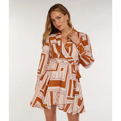 Josh V Melody Regular Fit Wikkeljurk in Linnen Mix JV-2307-0402 Peachy Pink Cognac