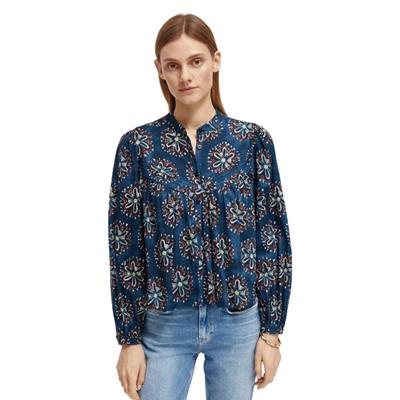 Scotch Soda Dames Long Sleeve Printed Blouse 173316.6381 Blauw