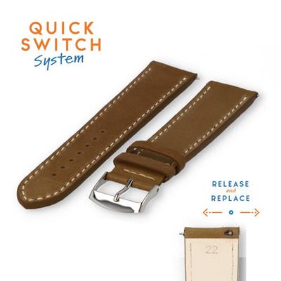 Horlogeband 22mm bruin kalfsleer