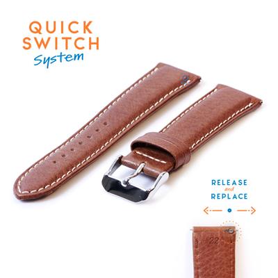 Horlogeband 22mm bruin ecovriendelijk rundleder