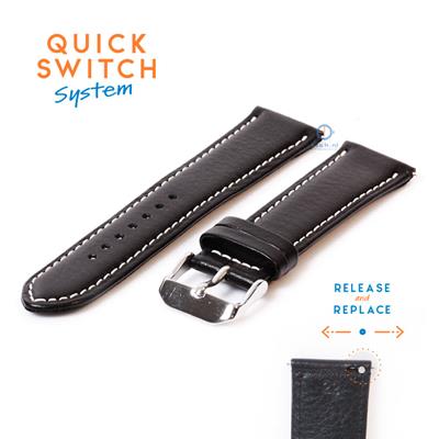 Horlogeband 22mm zwart ecovriendelijk rundleder