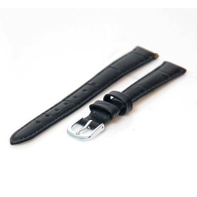 Horlogeband 12mm zwart leer