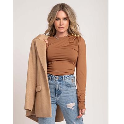 Nikkie Draped Shoulder Top Brown N 6-342 2305