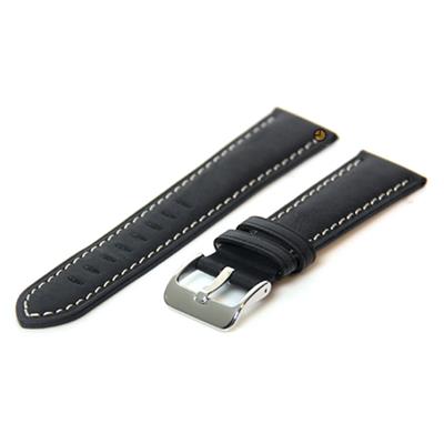 Horlogeband 18mm leer vintage zwart